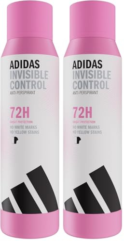 adidas, Invisible Control Deodorante Spray Antitraspirante Donna, Profumo Fresco, 72 Ore di Protezione dal Sudore, Delicato sulla Pelle, Formula Vegana, 150 ml (Confezione da 2)