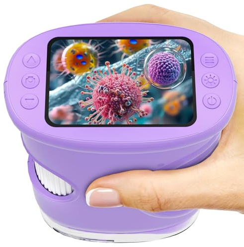 Pozifu 1000X Handheld Microscope for Kids: Pocket Digital Microscope with 1080P&2.0''IPS Screen&Photo/Video - Portable Edu Science Kits for Girls Boys - STEM Toys Birthday Gifts Ages 3-6 6-12(Purple)