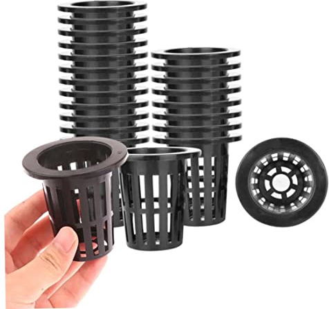 CAKEEYUM Vasi a Rete Coppe a Rete per Coltura Cestino in plastica per piantagione di Giardino Vivaio Germinazione 50MM Vasi da 50 Pezzi, Tazza per Coltura, per piantare, Bicchieri d