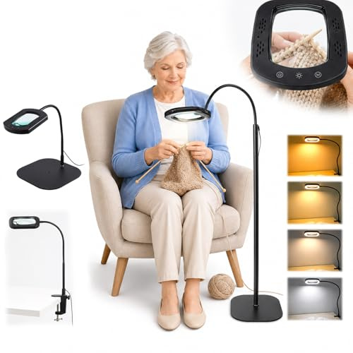 10 x rektangulärt förstoringsglas med ljus och stativ flexibel golvlampa med svanhals LED-upplyst förstoringsglas med 5 färger steglös dimning upplyst förstoringsglas handsfree för läsning hantverk