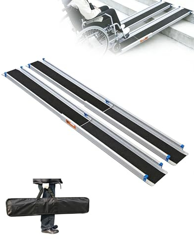 ANYBOY Teleskop Rollstuhlrampe 106CM-182CM | Längenverstellbar, 300kg Traglast, Für Treppen, 2er-Set, Mit Aufbewahrungsbeuteln
