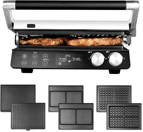 GASTROBACK Multigrill BBQ Pro Smart 2400 Watt Elektrogrill - 58x35 cm Kochfläche - Kontaktgrill, BBQ-Grill, Plancha-Grill, Panini, Sandwichmaker & Waffeleisen - glatte und geriffelte Platten