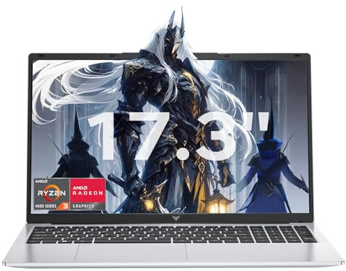 Tivique 17,3 Ordinateur Portable avec processeur Quad-Core Ryzen 4300U | CPU(jusqu'à 3,7 GHz) , 16 Go RAM DDR4*2, SSD M.2 512 Go, WiFi 5, BT 5.2, USB 3.2, HDMI, Type-C, 62,7 Wh PC Portables