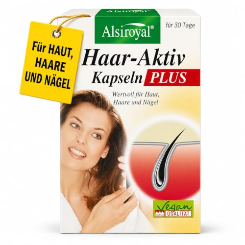 Alsiroyal Haar-Aktiv-Kapseln plus · Haut Haare Nägel Kapseln mit Biotin Zink Selen Kupfer · Goldhirse, L-Cystein & B-Vitamine · Biotin für die Erhaltung normaler Haare · 90 Kapseln, Monatsvorrat