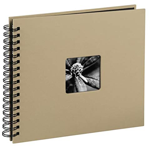 Hama Fotoalbum 28x24 cm (Spiral-Album mit 50 schwarzen Seiten, Fotobuch mit Pergamin-Trennblättern, Album zum Einkleben und Selbstgestalten) beige, 113681, Taupe (Schwarze Seiten), 28 x 24 cm