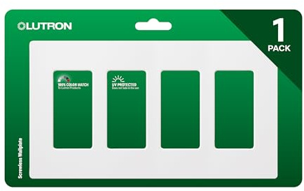 Lutron Claro Light Switch Cover Plate, 4 Gang Wallplate, for Decorator Light Switches, Rocker Light Switch Cover, Outlet Cover, Screwless Switch Plate Cover, Gloss, CW-4-WH, White