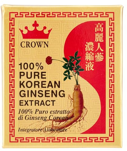 Crown, Ginseng Estratto Puro 100%, Estratto di Radice di Ginseng Coreana, Integratore Alimentare Utile per Combattere Stress e Stanchezza, Confezione 20g