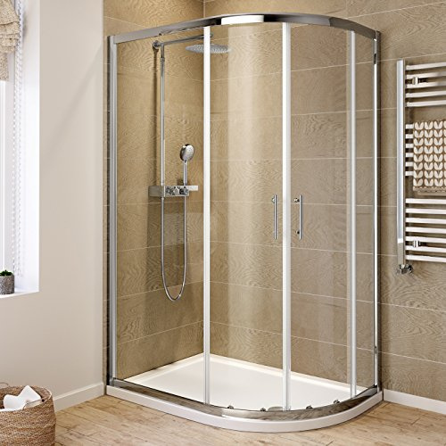 iBathUK 900 x 760 Quadrant 6mm Thick Sliding Glass Shower Enclosure Reversible Cubicle Door