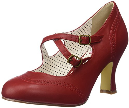 Pinup Couture dam flapper-35 pumps, Rött rött konstläder, 39 EU