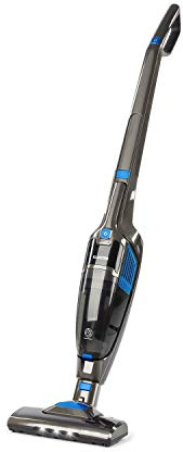 Klarstein TurboHybrid - Cordless Vacuum Cleaner, Bagless Cyclone Rechargeable Vacuum, LED Light, 2 Suction Levels, Space Saving, Cordless Hoover w/Nozzles and Charging Station, Anthracite Blue