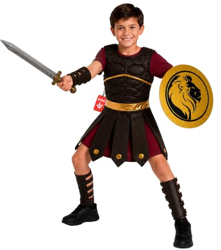 Fun Shack Gladiator Kostüm Kinder, Römisches Halloween Kostüm Kinder | Kämpfer-Oberteil in Braun, Panzeroptik mit Details, Zum Überziehen, Perfekt für Halloween, Ideal für Rollenspiele