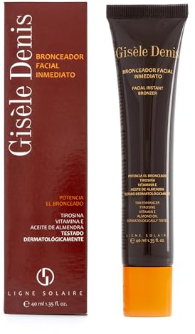GISÈLE DENIS - Bronceador Facial Inmediato 40 ml en Crema, Acelerador del Bronceado, para Cara, Bronceador Solar con Tirosina, Vitamina E y Aceite de Almendras Dulces, Intensificador y Potenciador