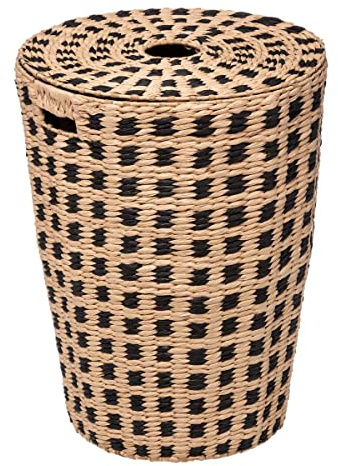 Five - Panier à Linge avec Couvercle tressé Naturel et Noir