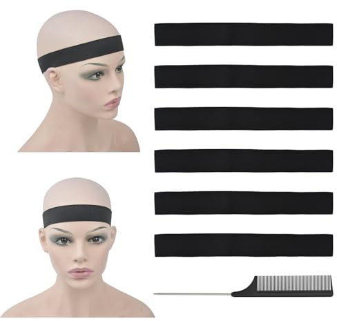 Elastic Melting Band for Wigs Adjustable Headbands to Hold Wig in Place for Making Wigs (6 Pcs Width 1.2 inch/3.0cm)