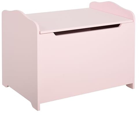 HOMCOM Coffres à jouets pour enfants Boîte à jouets malle de rangement dim. 60L x 40l x 48H cm vérin pneumatique MDF rose