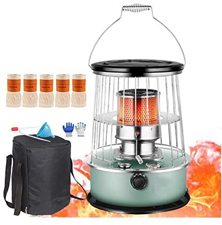 Petroleumheizung, Mobile Heizung ohne Strom im Inneren, 6 l Indoor-Kerosinkocher, mit Fallschutz und 5 Ersatzdochten, für Indoor-Zeltheizung, Camping, Kochen,