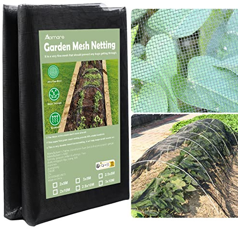 Abimars Thicker Black Garden Insect Mesh Netting 2 x 10m – Ultra Fine Garden Netting Mesh Veg Patch Cover for Brassicas, Cabbage & Vegetables, Grass Seed Cover, Helps Deter Butterflies