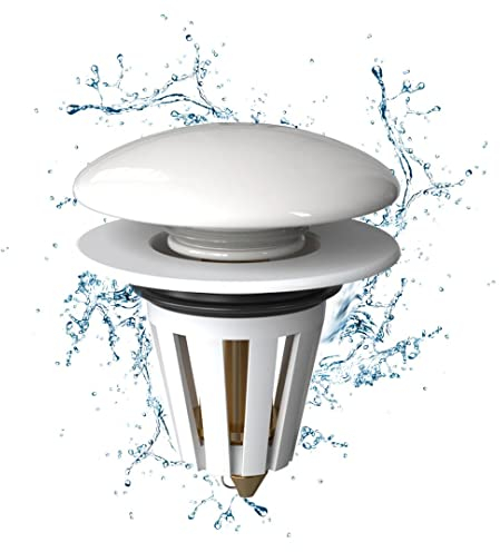 FANNAS 1 Pezzi Tappo di Scarico Pop-Up Universale,Bianco in Ceramica Lavabo Filtro di Scarico, Tappo Lavandino Bagno, Adatto per Lavabo, Lavandino, Bagno, Cucina