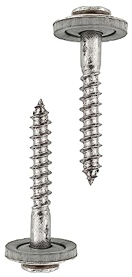 HELPMATE Vis de ferblantier 4,5x25mm, 150 pièces, DIN 7995, acier inoxydable A2, PZ2, vis de couvreur, tête bombée, avec rondelle plate et rondelle d'étanchéité EPDM, argent, 4,5 x 25 mm