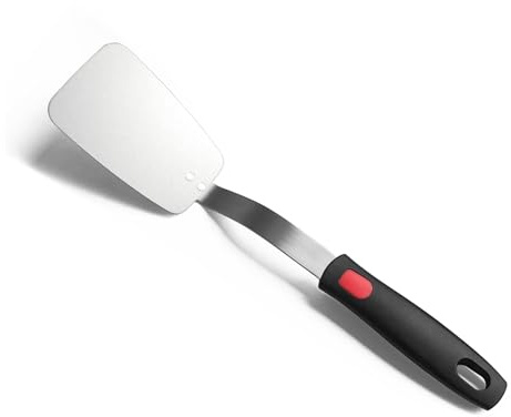 Stainless Steel Flexible Spatula Solid Turner, XiaoZu Thin Metal Spatula for Cast Iron Skillet, Thin Blade and Heat Resistant Silicone Handle, Great for Egg, Cookie, Meat, Crep, Medium | Kitchen Spatula Truner for Cast Iron Skillet,Thin Blade & Heat Resistant Silicone Handle, Great for Egg, Cookie, Meat, Crep