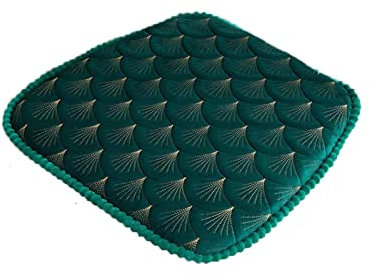 ZIBENE Stuhlkissen Esszimmer Binden, Sitzkissen Gartenstuhl 1 StüCk, Sitzpolster Stuhl 45x45 mit BäNdern und Rutschfester Boden, Samt Stuhlauflagen KüChenstuhl Landhaus Halbrund 1er Set Grün