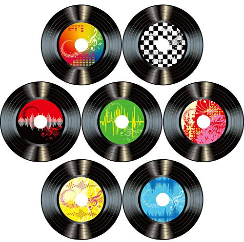 35 piezas 17,8 cm años 50 Rock and Roll música fiesta decoración papel discos de vinilo de colores cortes para fiestas temáticas años 50 decoración pared signos para suministros fiestas musicales