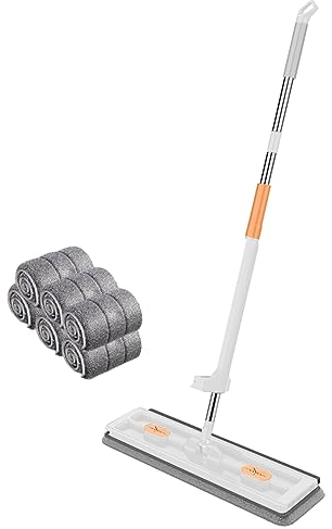 Starnearby Mocio Lavapavimenti Rotante a 360 Mocio Piatto Lavapavimenti con Manico Telescopico Mop Autostrizzante in Microfibra per Pavimenti in Legno, Piastrelle e Marmo