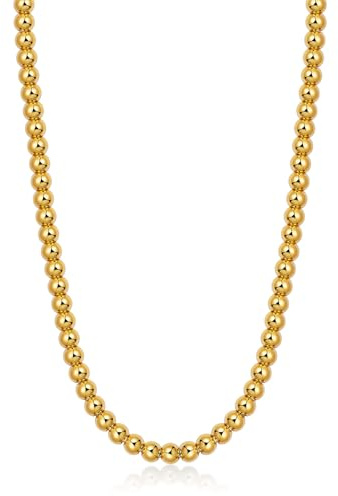 AMITER Stainless Steel Bead Necklace, 3mm/ 4mm/ 5mm/ 6mm/ 8mm Ball Beaded Chain Necklaces for Women & Men