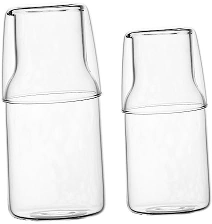 Ciieeo Glass Water Carafe Cup Set High Borosilicate Household Desktop Bedside Beverage Jug Suitable for Milk Juice and Cold Water 2 Size Options Home Accessory