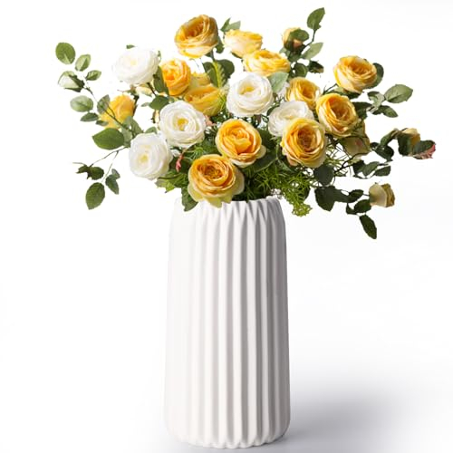 Otauoaea Vasi in Ceramica, Vaso Decorativo da Interno Moderni Vaso Bianco, Vasi Deco Minimalista Boho Stile Decor per soggiorno, matrimonio, cena, tavolo, Ufficio Camera da letto