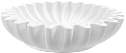 Alipis Marble Ruffle Bowl Antique Scallop Bowl Fruit Vintage Ring Dish Decorative Flower for Home Housewarming Wedding Gifts White