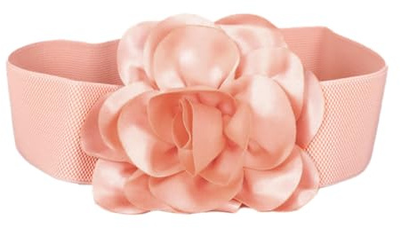 Wambere 1 Stück 5.8 cm Damen Blumen Gürtel elastische Vintage große für Kleider Mädchen Niedlich Taille Gürtel Weihnachten Party Kleid Hochzeit Brautjungfer Blumen Taillengürtel,Rosa