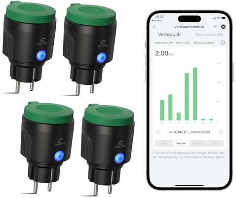 EIGHTREE Presa Smart WLAN Esterna, Impermeabile IP44, con Misurazione dell'Energia, Compatibile con Alexa, SmartThings e Google Home, Funzione di Timer, Telecomando e Controllo Vocale