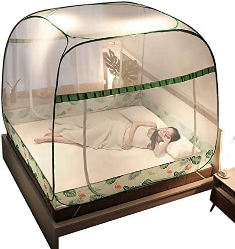 Moskitonetz, Pop-Up-Moskitonetz, Betthimmel, faltbar, Sanmen-Tür, Bettzelt, Netze, großer Anti-Moskitonetz, Camping-Vorhang mit Boden für Bettboden, Camping, Reisen, einfacher Aufbau, 1,5 m