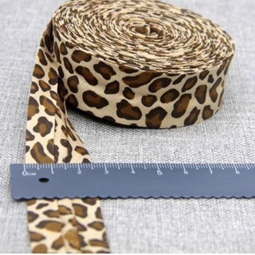 Schrägband Baumwolle 25mm Gefalzt 48 Farben zum nähen Nahtband (leopard beige, 10 metre)