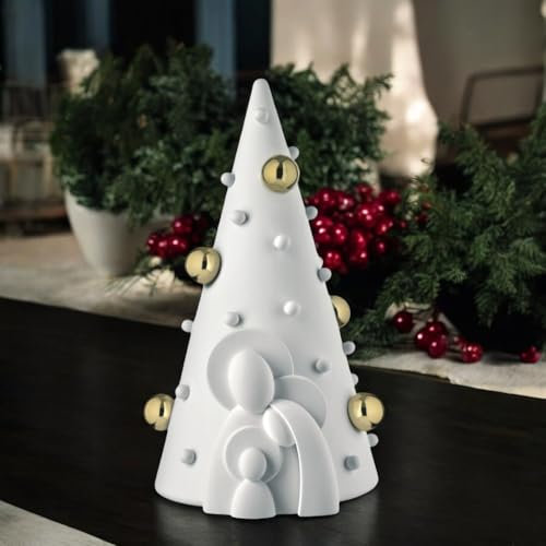 Statuina presepe albero di Natale gesso bianco dettagli oro