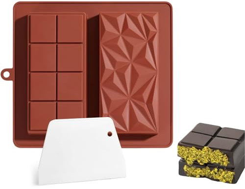 Jadesiegel Stampo per Cioccolato，2 in 1 Stampo per Cioccolato Profondo,Dubai Stampo per Tavoletta di Cioccolato con 1 Raschietto,per Caramelle, Cioccolatini fai da te, Barrette Energetiche