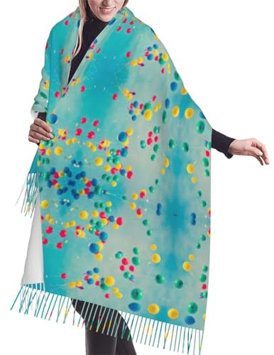 SamLng Kaschmir-Schal mit bunten Luftballons, blauer Himmel, vielseitiges Damenmodeaccessoire, perfekt für Herbst/Winter, Geschenk für Damen, Schwarz , One size