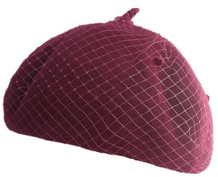 CZHJM 1/2 pièces béret en Laine Chapeau Femmes avec Voile et Fleur béret français Vintage Taille Unique pour la Plupart des Peintres réglables Chapeau Chaud Hiver Automne Chapeau