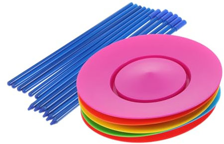 ifundom 6stücke Jonglierteller Mit Stäben Aus Rotierende Teller Für Zirkus Und Bühnenshows Geeignet Als Spielzeug Für Zirkusrequisiten