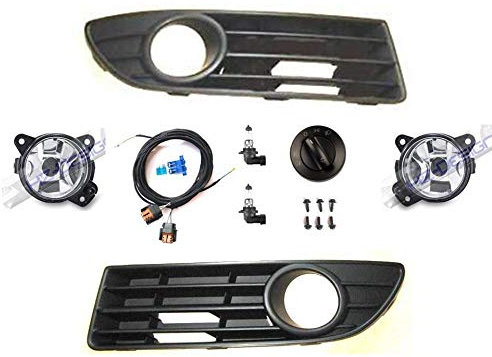 HZ-DESIGN 1 Set Nebelscheinwerfer NSW Blende Birnen Kabel Schalter Nachrüstung kompatibel mit Polo 9N3 Benzin