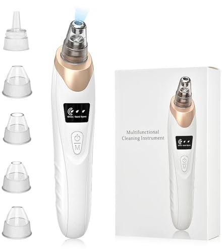 IGEAIIE Blackhead Remover Vacuum, Pore Vacuum with 5 Replaceable Suction Heads, 3 Adjustable Suction Power Modes Blackhead Brushes for Deep Cleansing