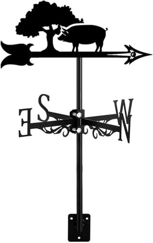 Ruiseawing Wetterfahne mit Tiermotiv, Schwein, Windfahne aus Metall, Richtungsanzeiger für die Dachmontage im Freien, Bauernhof, Hof, Garten, Pavillon, Dekoration, einfache Verwendung, F