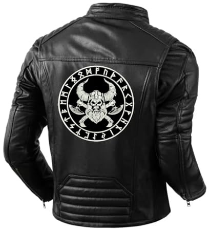 Aufnäher zum Aufbügeln – Big Patch – Biker – Wikingerkopf – Motorrad – bestickt zum Dekorieren von Motorradweste, Jacke oder Kleidung
