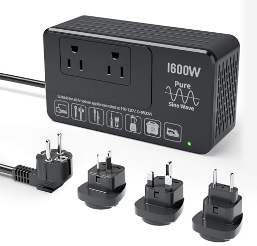 220V to 110V Converter for European International Travel - Eleclead 1600W Voltage Converter US to Europe for Hair Dryer, Straightener, Curling Iron, Plug & Play - Power Any U.S. Appliances in 220-250V