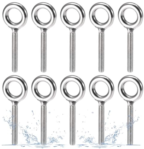 10 Piezas M6 Perno de Anillo, 75 mm Pernos de Ojo de Acero Inoxidable, Tornillo de Anillo de Rosca Exterior, Macho Anillo de Elevación Ojo dee Ojo para Fijación, Suspensión, Uso Interior y Exterior
