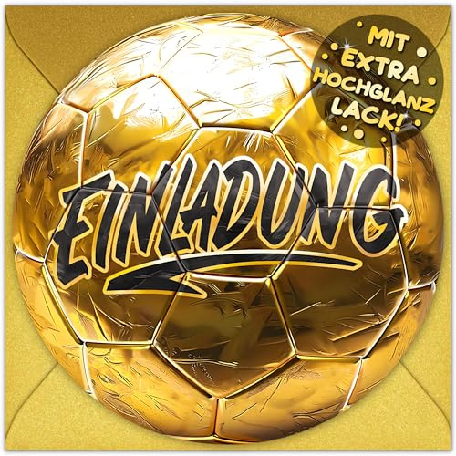 VULAVA 12x Fußball EINLADUNGSKARTEN KINDERGEBURTSTAG Junge Mädchen + 12x Umschläge - die Soccer PARTY Karten sind die Fussball EINLADUNG für Jungen Mädchen Kinder GEBURTSTAG Einladung FUSSBALL-SPIEL