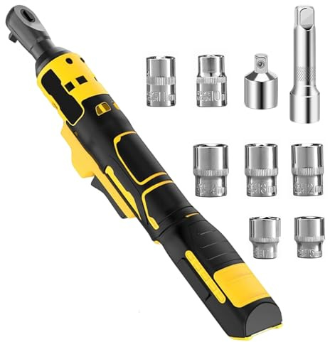 Chiave a cricchetto senza fili per batteria Dewalt da 18 V 20 V, kit a cricchetto elettrico da 3/8 con 7 prese e luce, kit a cricchetto senza fili da 16 cm, controllo della velocità variabile 400
