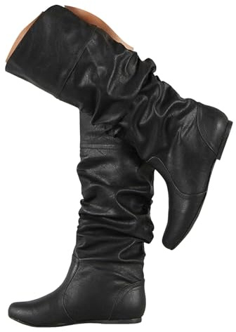 Flat Boots for Women Uk,Slouch Boots,Slouchy Mid Calf Boot Women Slip on Mid Calf Boot Suede Casual Booties with Side Zipper Pull on Flat Shoes Faux Leather Calf Length Flats Booties