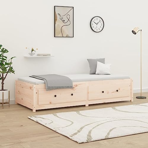 HaoChrymec Sofá Cama Multifuncional, de Madera Maciza de Pino, con Almacenamiento y Diseño Convertible, Cama Individual Ideal para Salón o Dormitorio Juvenil, Color Natural, 90x190 cm